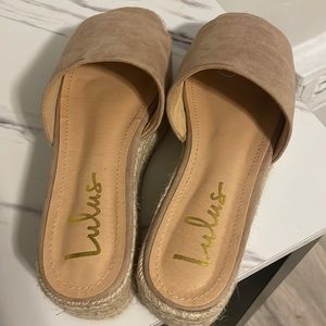 Lulus platform Espadrilles - Size 7.5 - cream/tan color